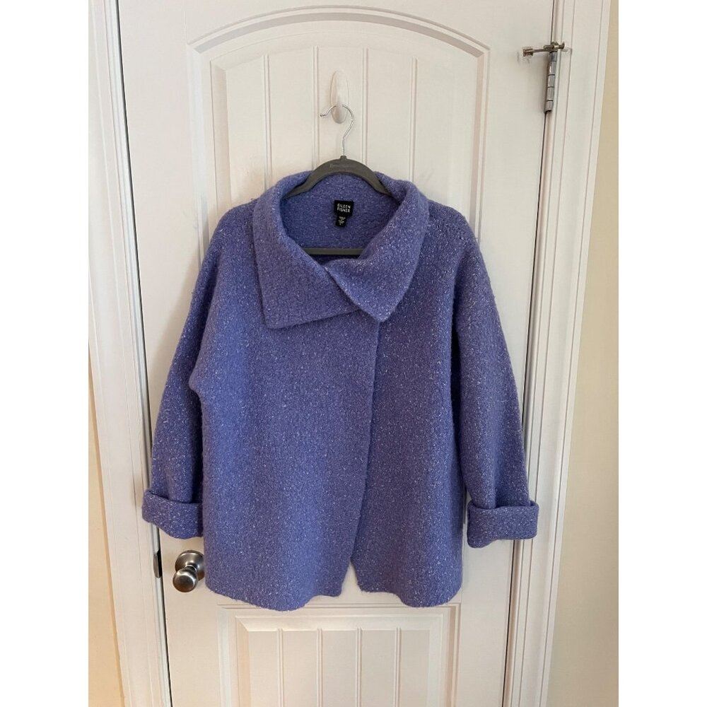 Eileen Fisher Womens Alpaca & Silk‎ Blend Purple Periwinkle Jacket Size L